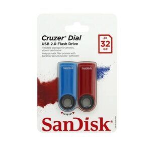 SanDisk Gruzer Dial USB 2.0 Flash Drive 32 Gb 2-Pack - NEW